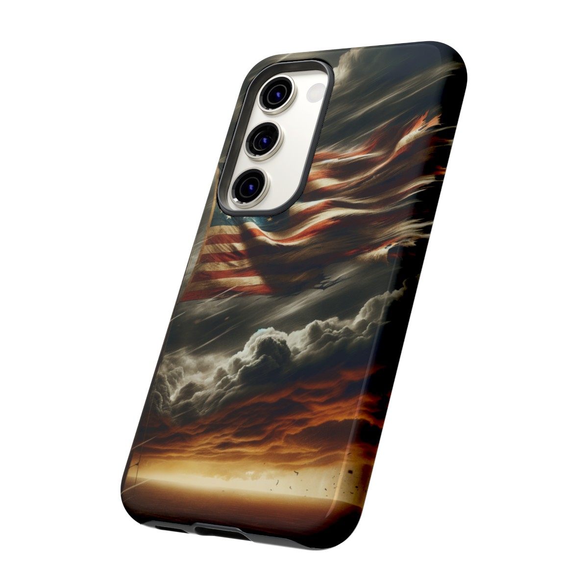 Weathered USA Flag Against Stormy Sky Design Phone Case- Phone Case - Image 131