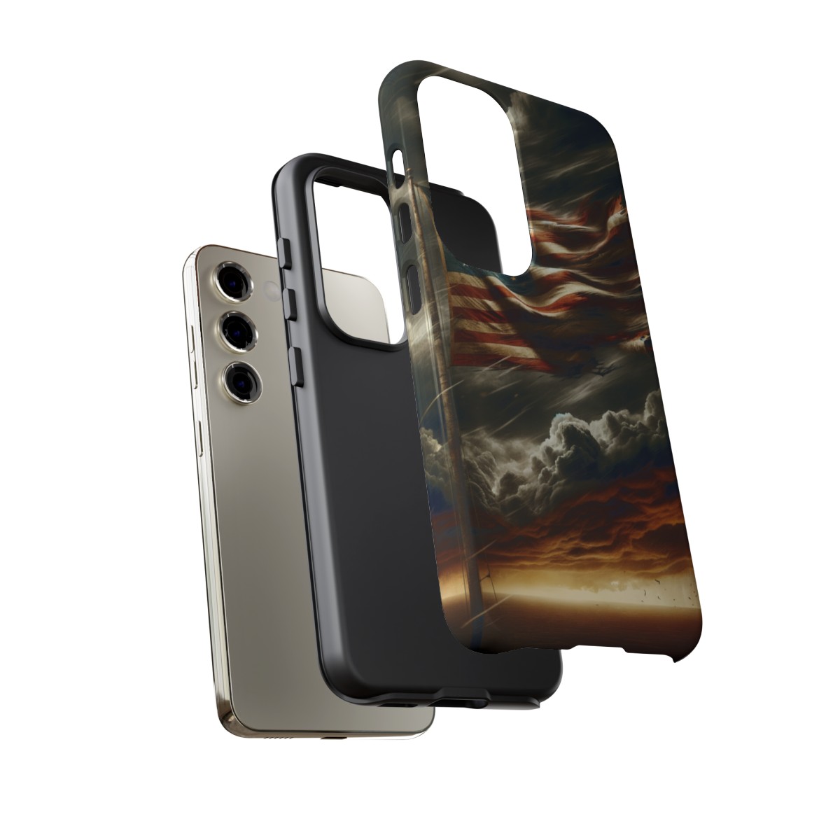 Weathered USA Flag Against Stormy Sky Design Phone Case- Phone Case - Image 132