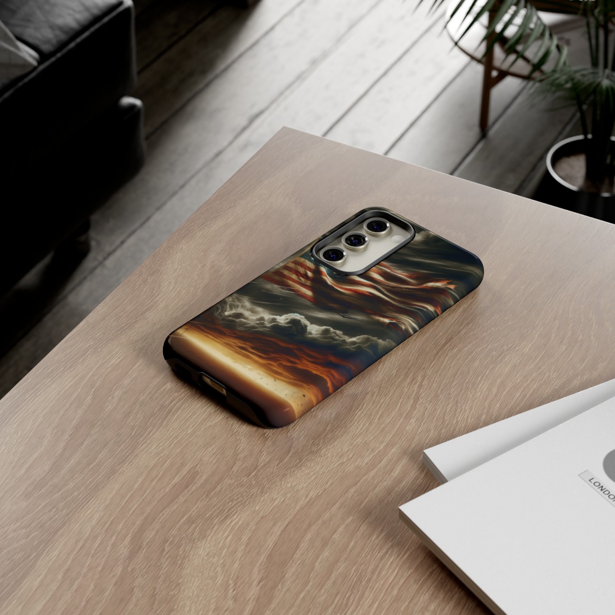 Weathered USA Flag Against Stormy Sky Design Phone Case- Phone Case - Image 133