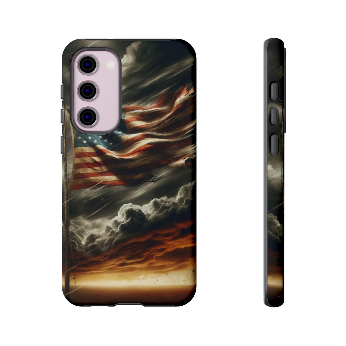 Weathered USA Flag Against Stormy Sky Design Phone Case- Phone Case - Image 134