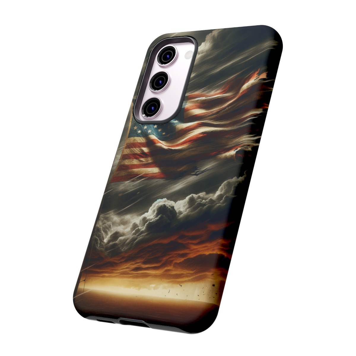 Weathered USA Flag Against Stormy Sky Design Phone Case- Phone Case - Image 135
