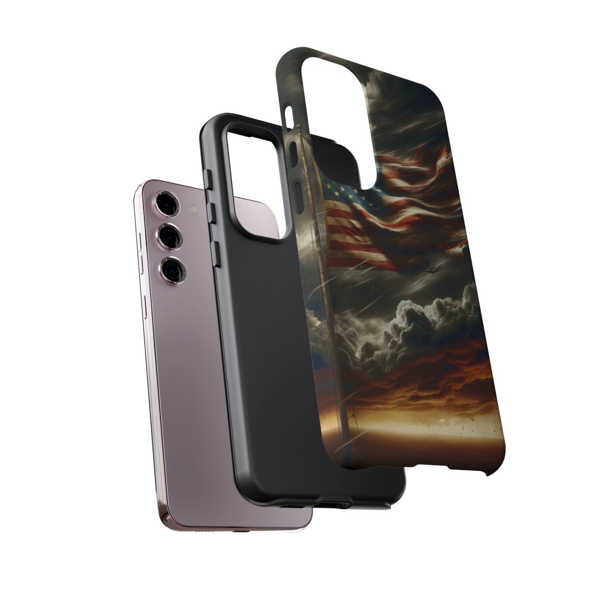 Weathered USA Flag Against Stormy Sky Design Phone Case- Phone Case - Image 136