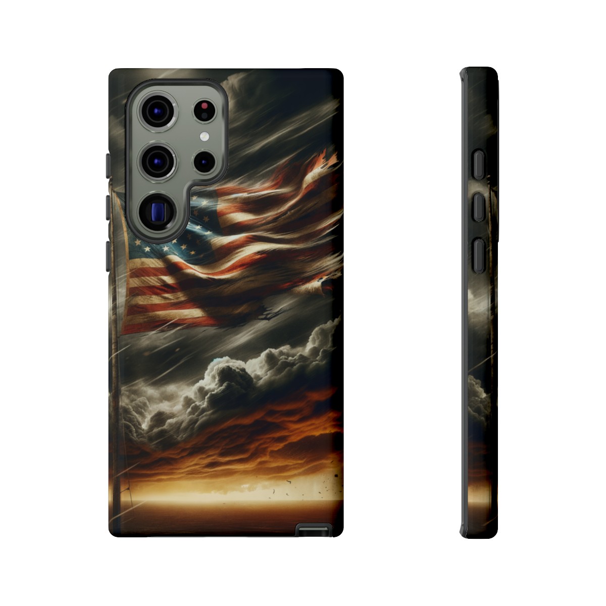 Weathered USA Flag Against Stormy Sky Design Phone Case- Phone Case - Image 138