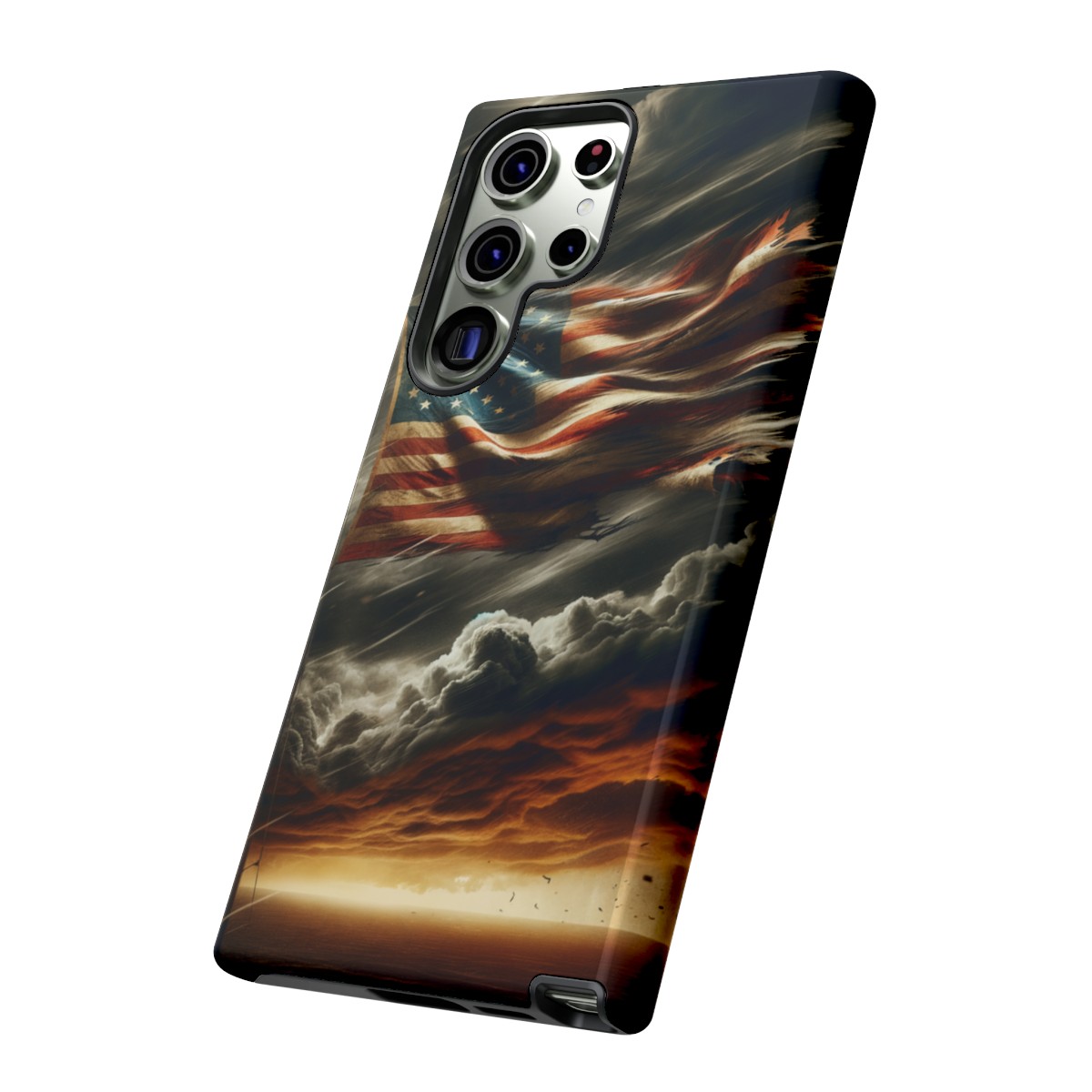 Weathered USA Flag Against Stormy Sky Design Phone Case- Phone Case - Image 139