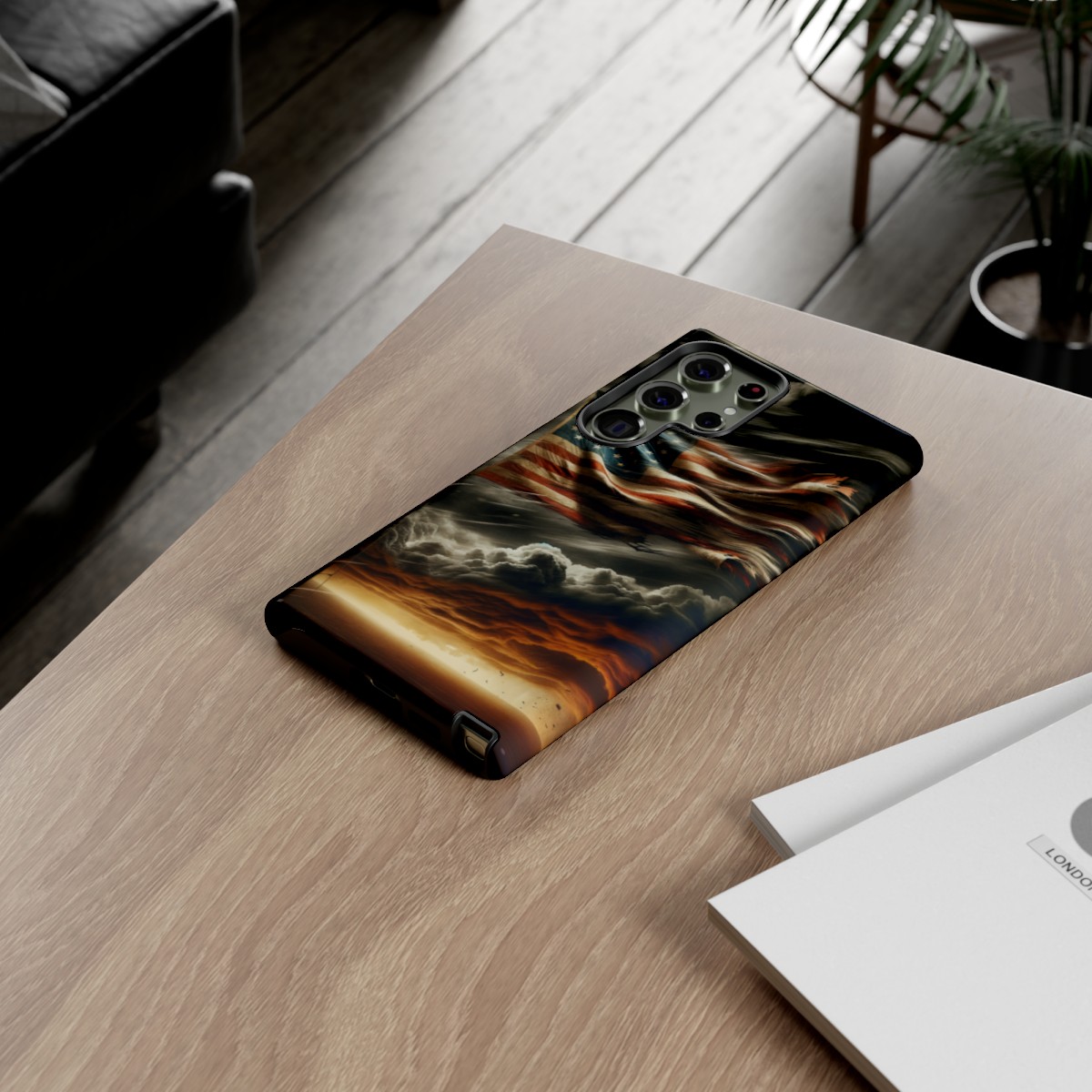 Weathered USA Flag Against Stormy Sky Design Phone Case- Phone Case - Image 141
