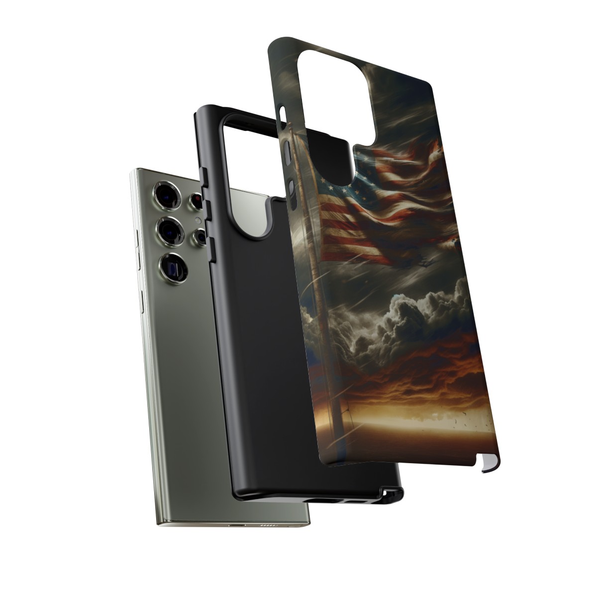 Weathered USA Flag Against Stormy Sky Design Phone Case- Phone Case - Image 144