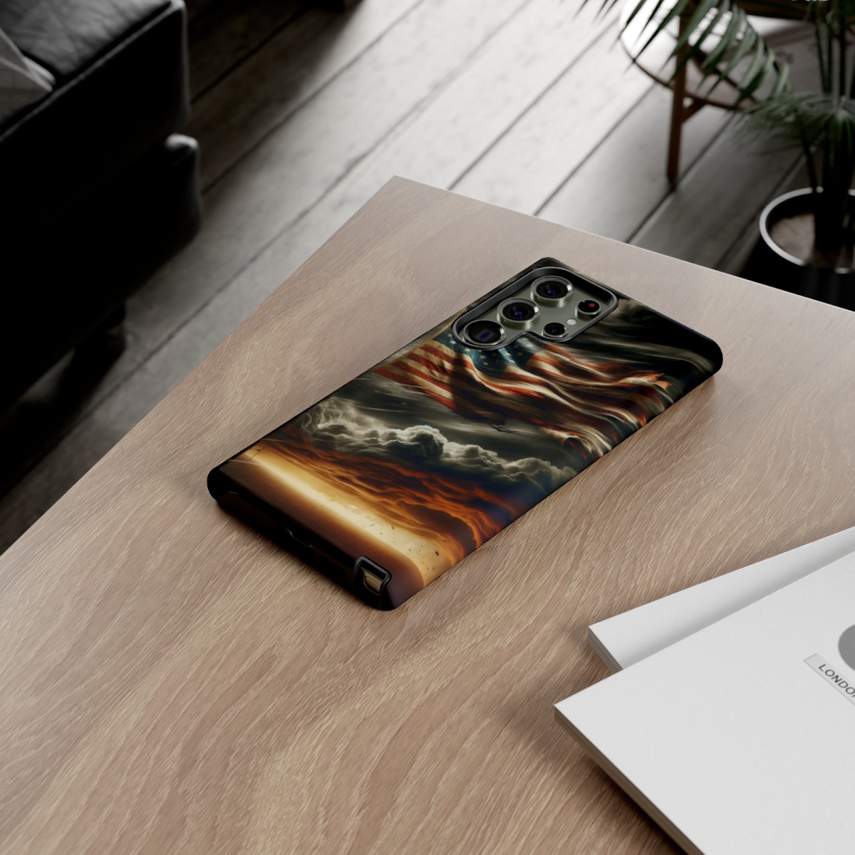 Weathered USA Flag Against Stormy Sky Design Phone Case- Phone Case - Image 145
