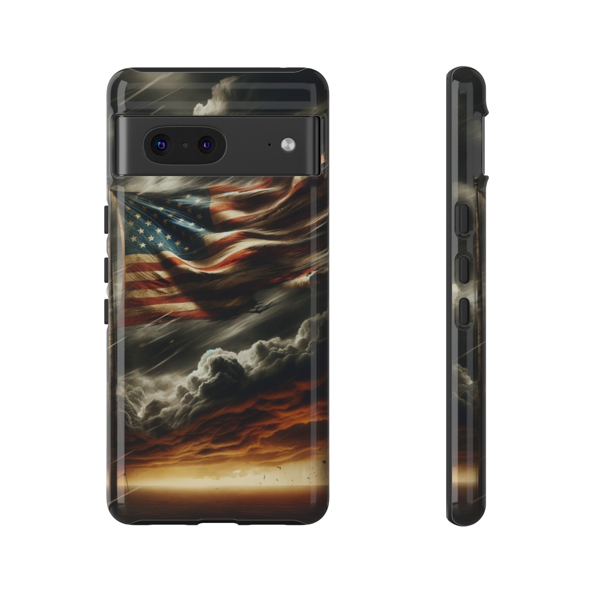 Weathered USA Flag Against Stormy Sky Design Phone Case- Phone Case - Image 146