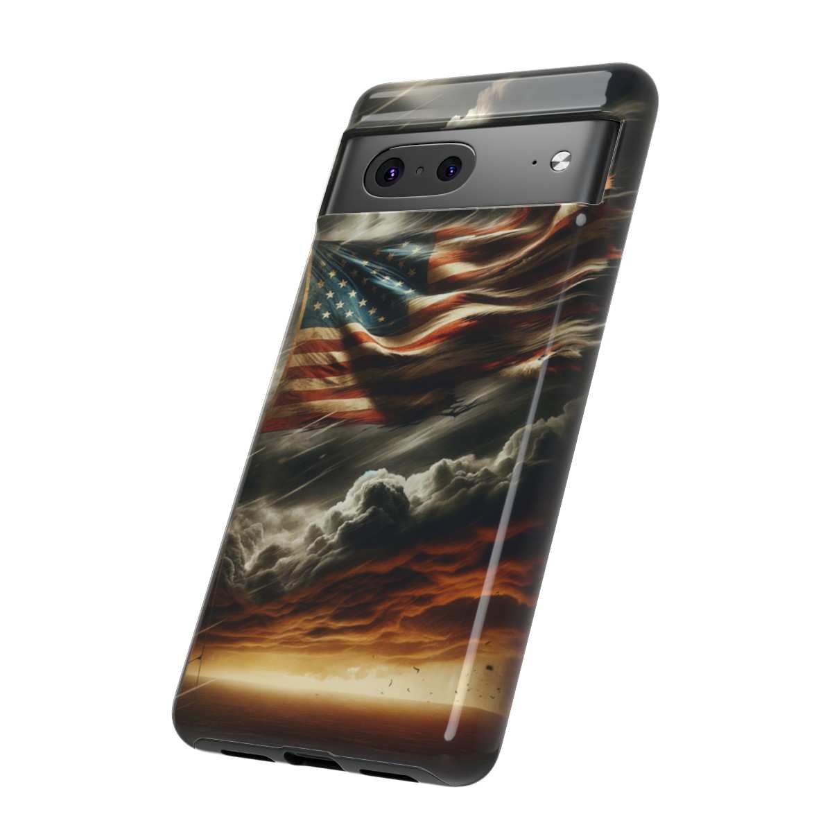 Weathered USA Flag Against Stormy Sky Design Phone Case- Phone Case - Image 147