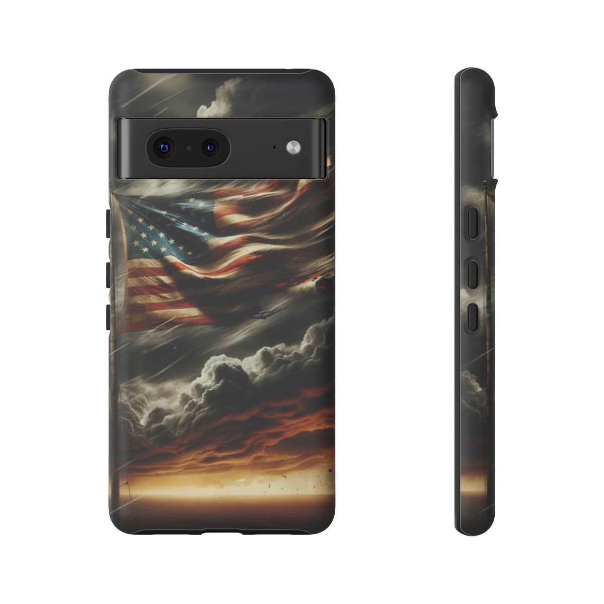 Weathered USA Flag Against Stormy Sky Design Phone Case- Phone Case - Image 150