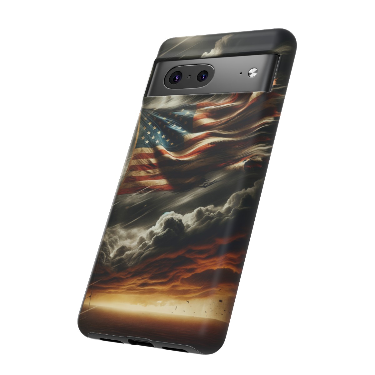 Weathered USA Flag Against Stormy Sky Design Phone Case- Phone Case - Image 151