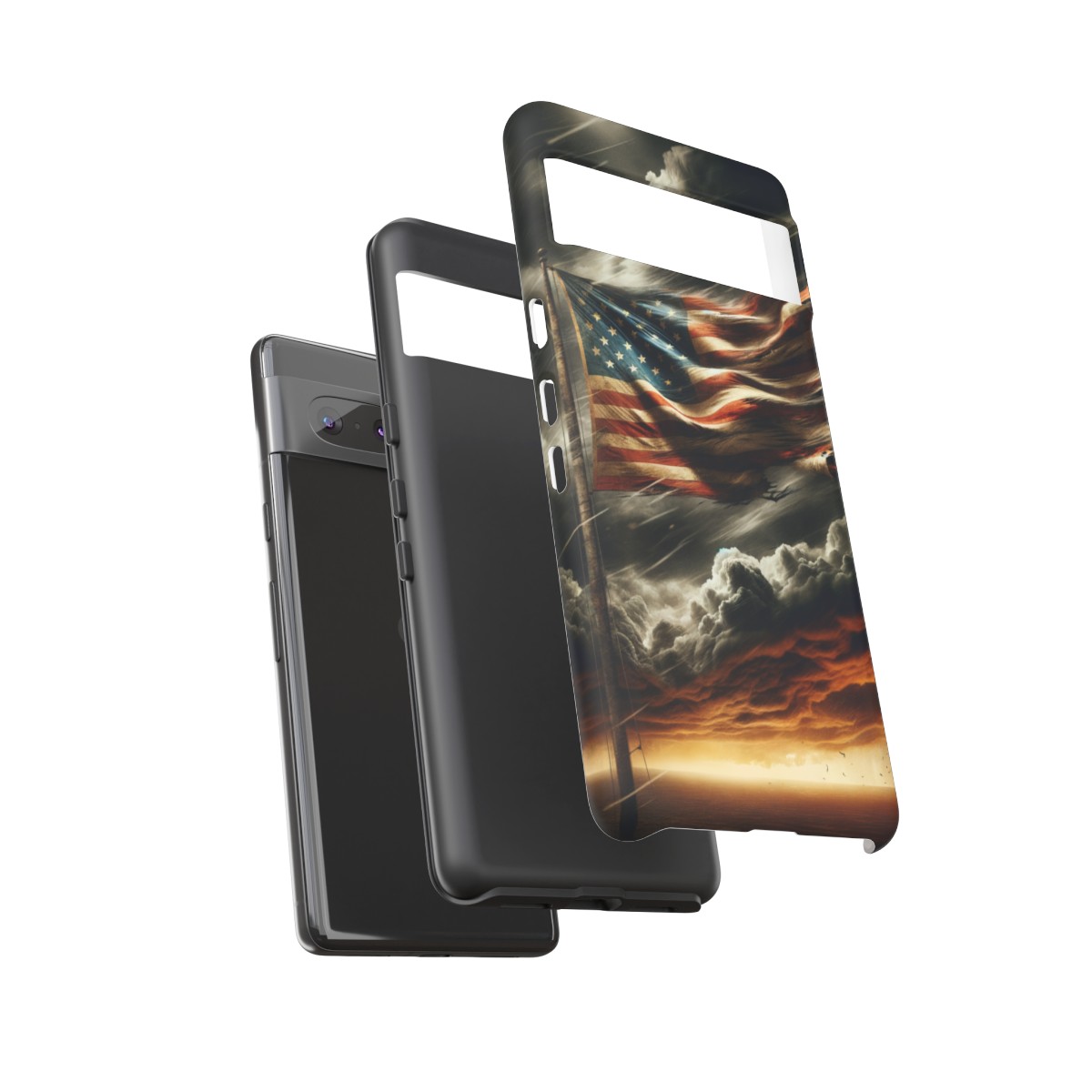 Weathered USA Flag Against Stormy Sky Design Phone Case- Phone Case - Image 152