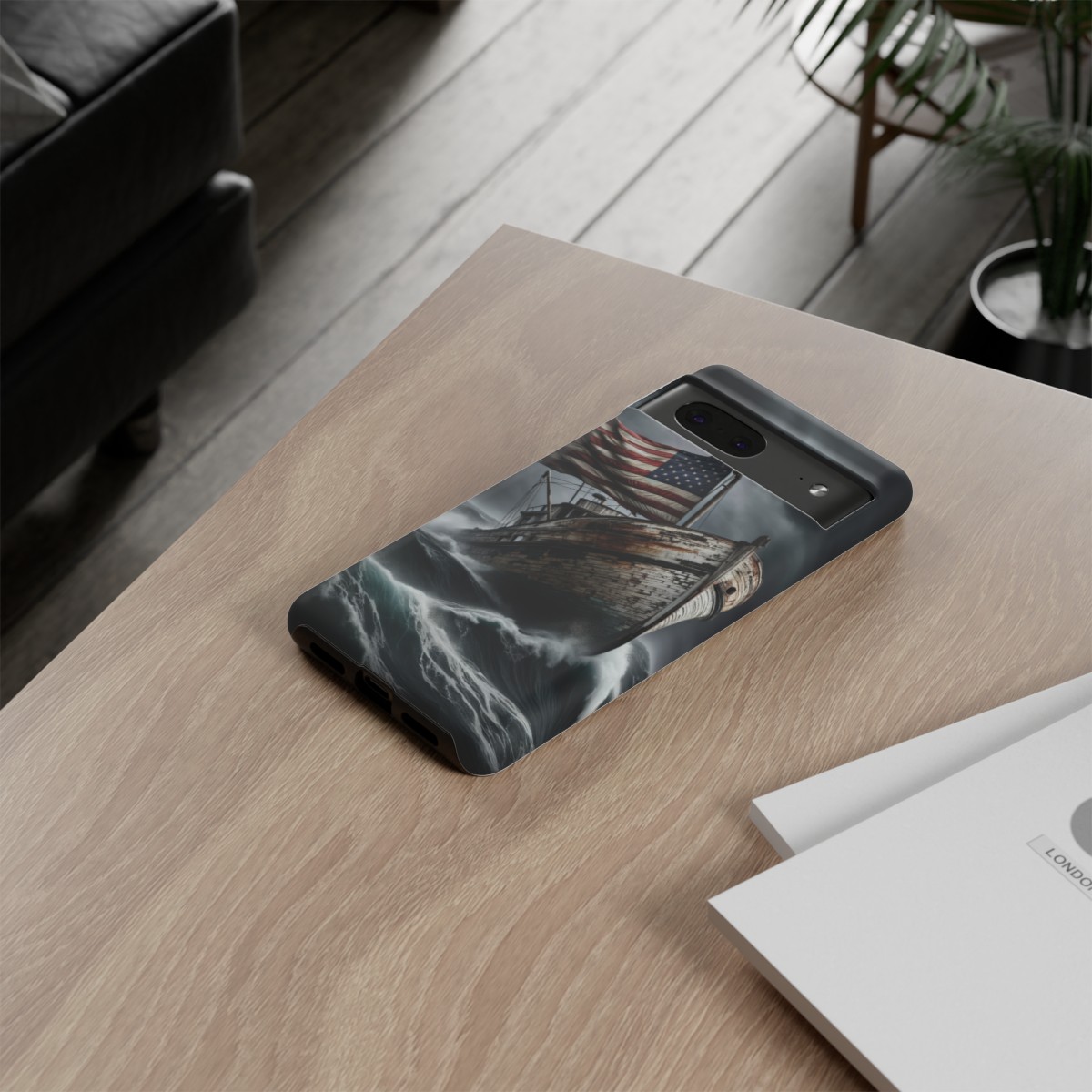 Vintage USA Flag on Rustic Boat Phone Case β Weathered Coastal Design- Phone Case - Image 153