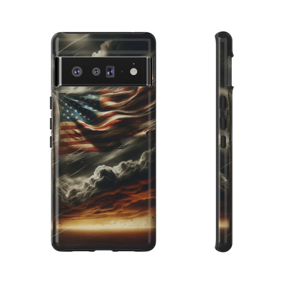 Weathered USA Flag Against Stormy Sky Design Phone Case- Phone Case - Image 154