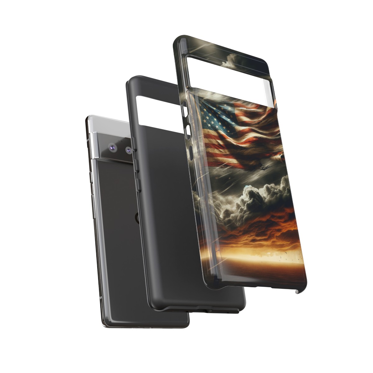 Weathered USA Flag Against Stormy Sky Design Phone Case- Phone Case - Image 156