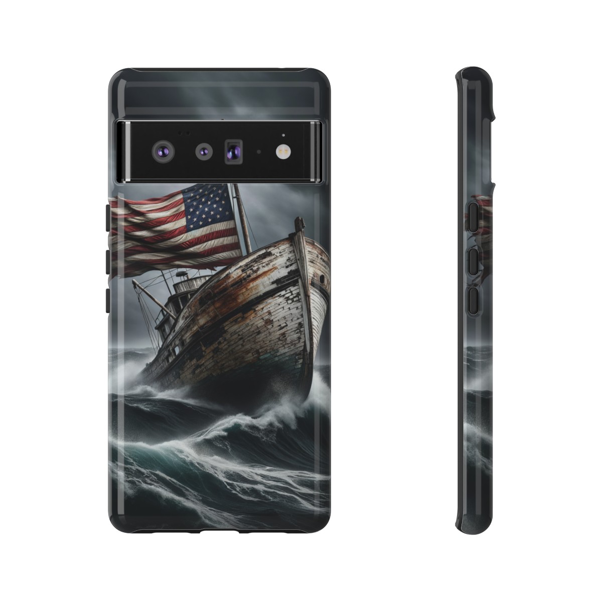 Vintage USA Flag on Rustic Boat Phone Case β Weathered Coastal Design- Phone Case - Image 154