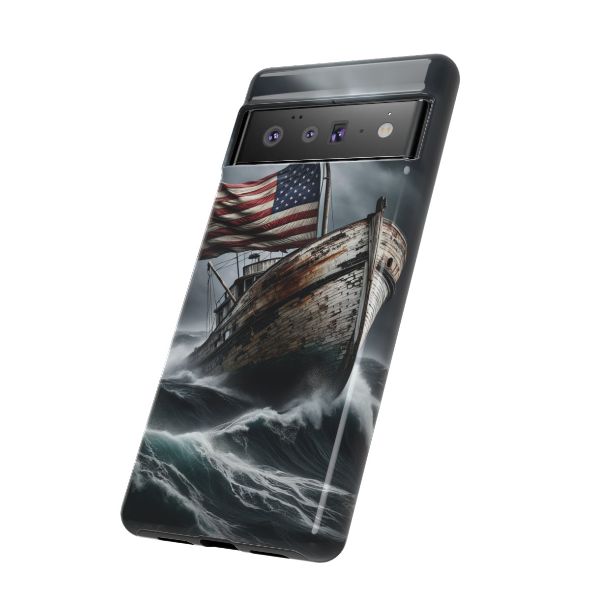 Vintage USA Flag on Rustic Boat Phone Case β Weathered Coastal Design- Phone Case - Image 155