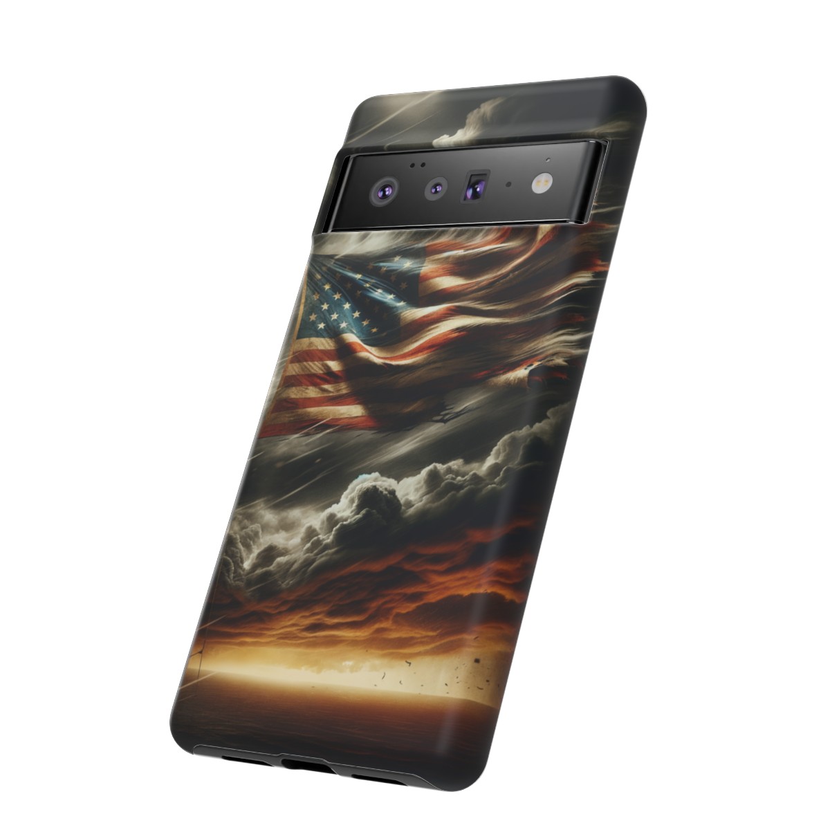 Weathered USA Flag Against Stormy Sky Design Phone Case- Phone Case - Image 159