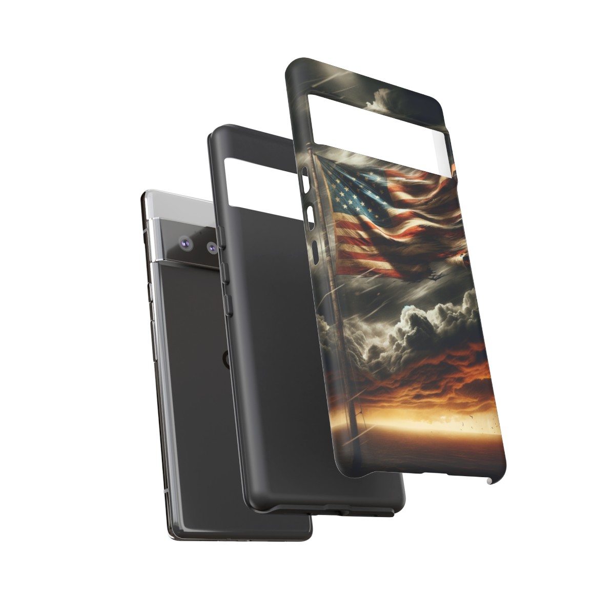 Weathered USA Flag Against Stormy Sky Design Phone Case- Phone Case - Image 160