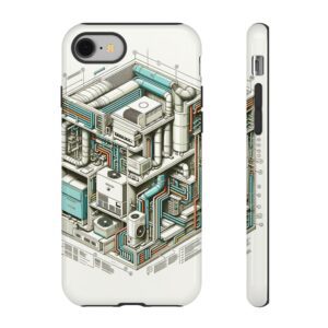 "Cool & Heat Blueprint 🌡️❄️: Detailed HVAC System Phone Case"- Phone Case