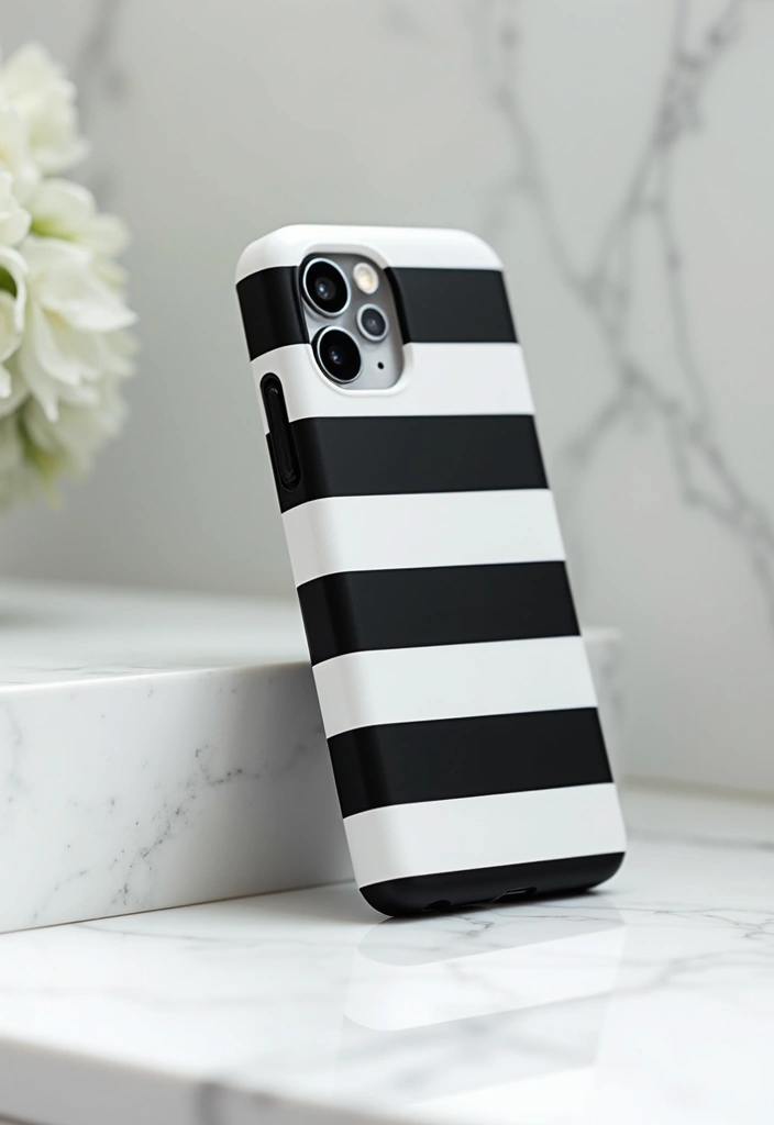 18 Luxurious Black and White Phone Cases That'll Make You Feel Like a Million Bucks! - 5. Striped Sophistication