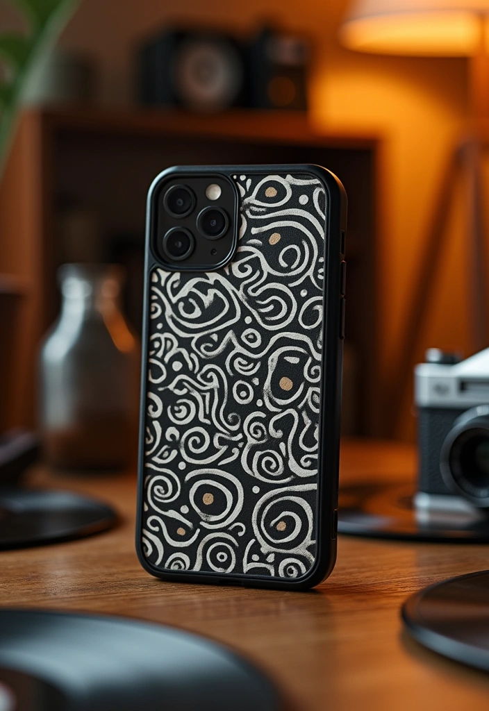 18 Luxurious Black and White Phone Cases That'll Make You Feel Like a Million Bucks! - 9. Retro Patterns and Textures