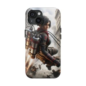 "Warrior's Leap: Battle-Ready Female Hero Phone Case"- Phone Case