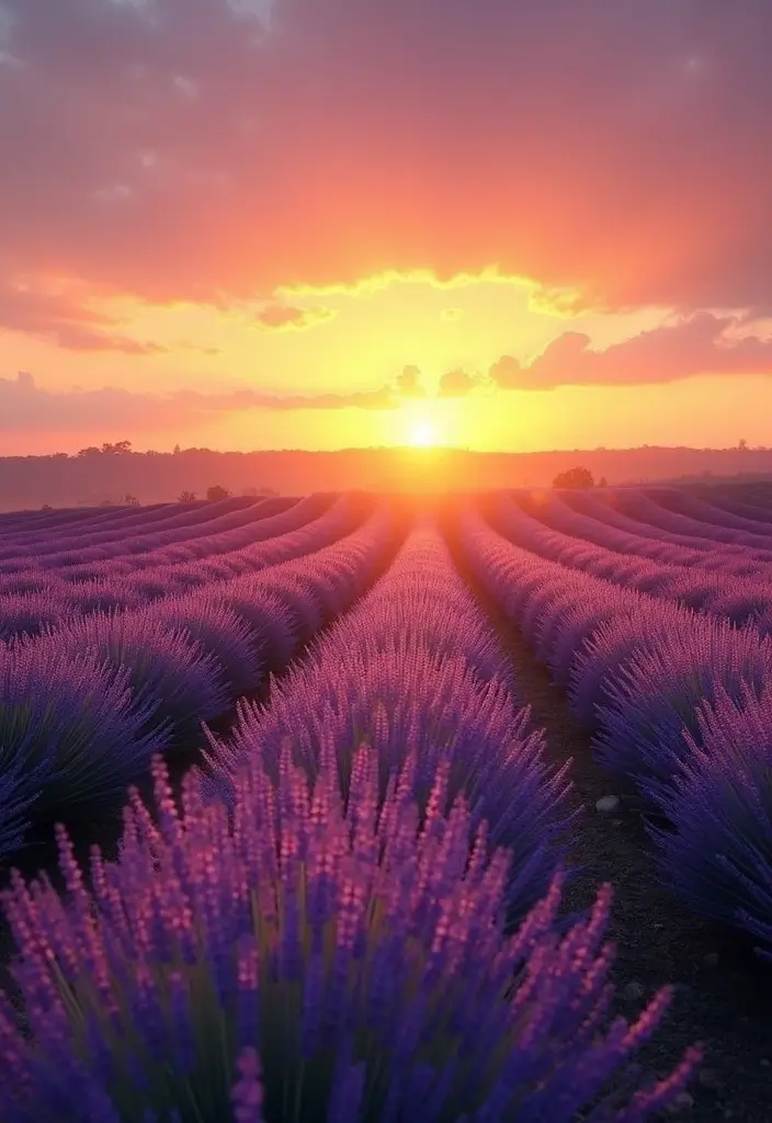 21 Breathtaking Nature Wallpapers for Your iPhone That'll Make You Feel Like You're on Vacation! - 20. Picturesque Lavender Sunset