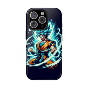 "Azure Spiked Warrior's Energy Wave Anime Phone Case"- Phone Case
