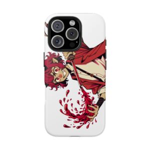 "Red Rogue: Casual Horned Heroine in Liquid Combat" Phone Case- Phone Case