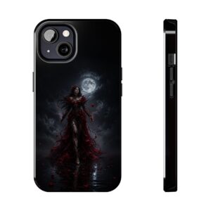 Crimson Moon Carnation Queen Tough Phone Case. Gothic Dark Fantasy Case for iPhone and Samsung