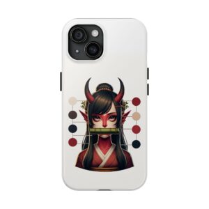 Oni Demon Warrior Girl Tough Phone Case – Japanese Fantasy Anime Art Case for iPhone 17/16/15 & Samsung Galaxy