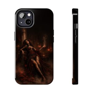 Crimson Poppy Spirit Gothic Tough Phone Case, August Birth Flower Dark Fantasy Case for iPhone 17, 16, 15 and Samsung Galaxy