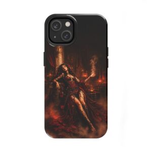 Crimson Poppy Dreamer Tough Phone Case. Gothic Fantasy Birth Flower Case for iPhone and Samsung