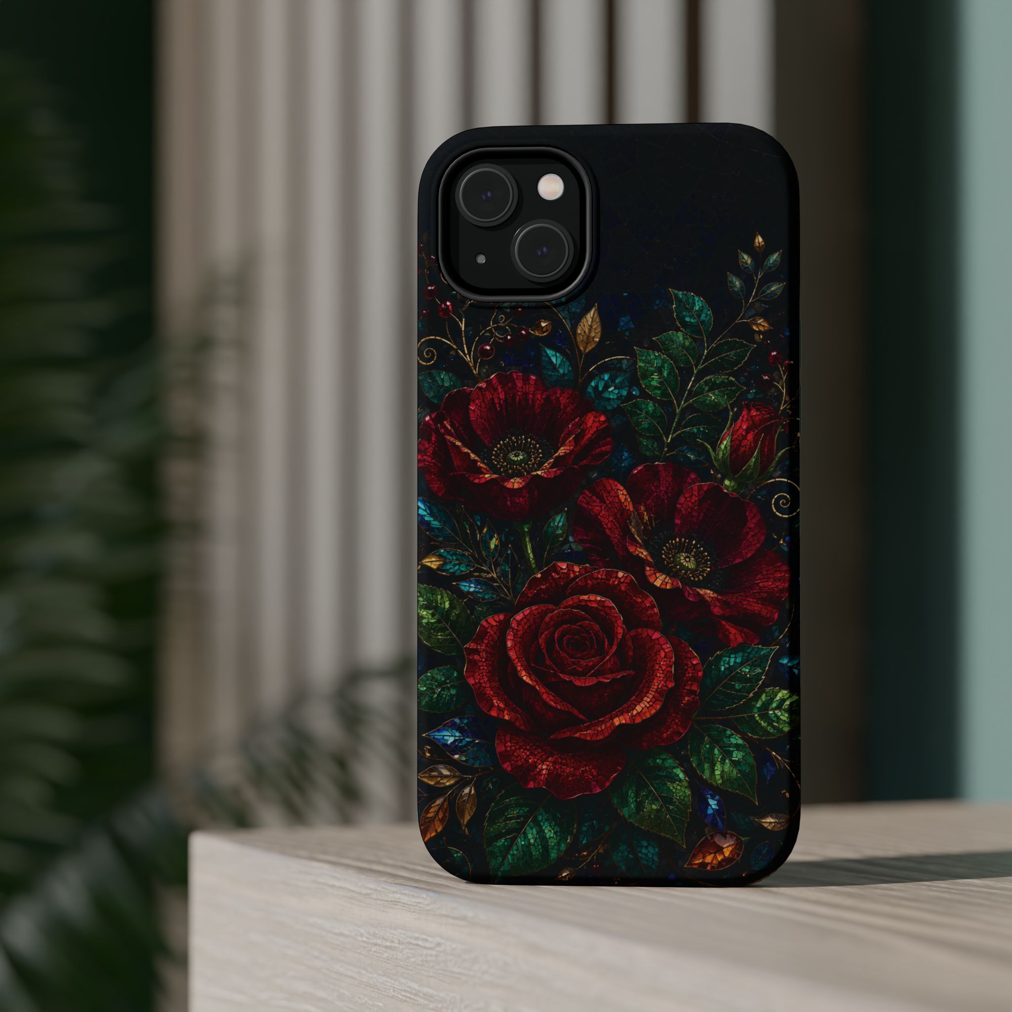 Midnight Rose Mosaic Magnetic Tough Phone Case. Gothic Floral MagSafe® Case for iPhone and Samsung - Image 28