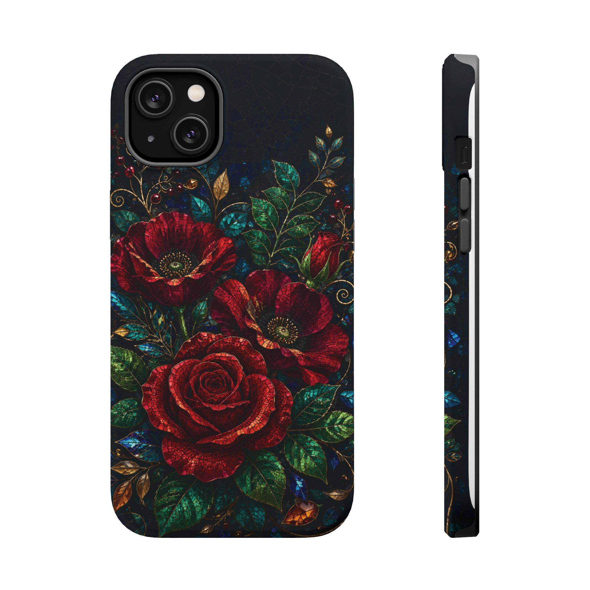 Midnight Rose Mosaic Magnetic Tough Phone Case. Gothic Floral MagSafe® Case for iPhone and Samsung - Image 25