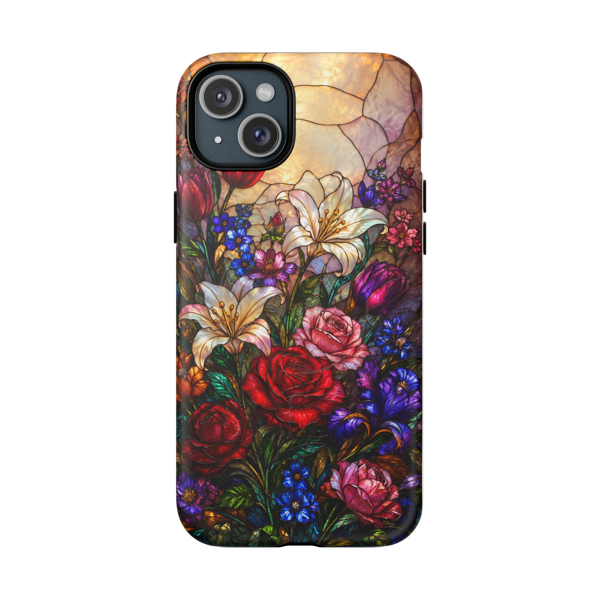 Stained Glass Garden Magnetic Tough Phone Case, Floral Roses & Lilies Case for iPhone and Samsung - Image 16