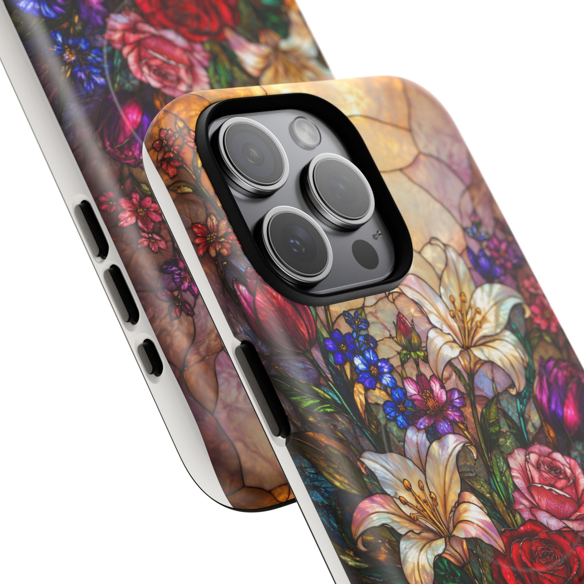 Stained Glass Garden Magnetic Tough Phone Case, Floral Roses & Lilies Case for iPhone and Samsung - Image 23