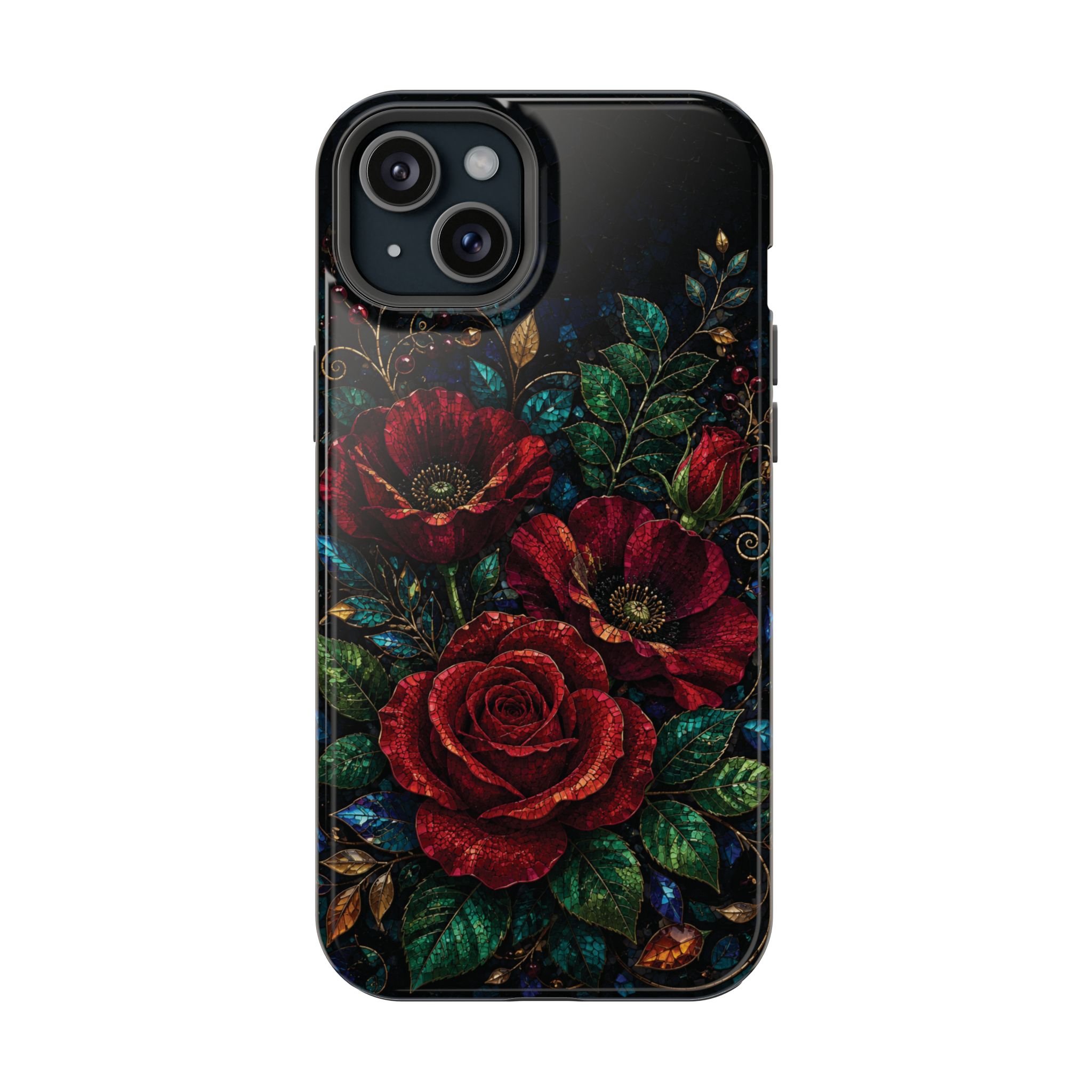 Midnight Rose Mosaic Magnetic Tough Phone Case. Gothic Floral MagSafe® Case for iPhone and Samsung - Image 53