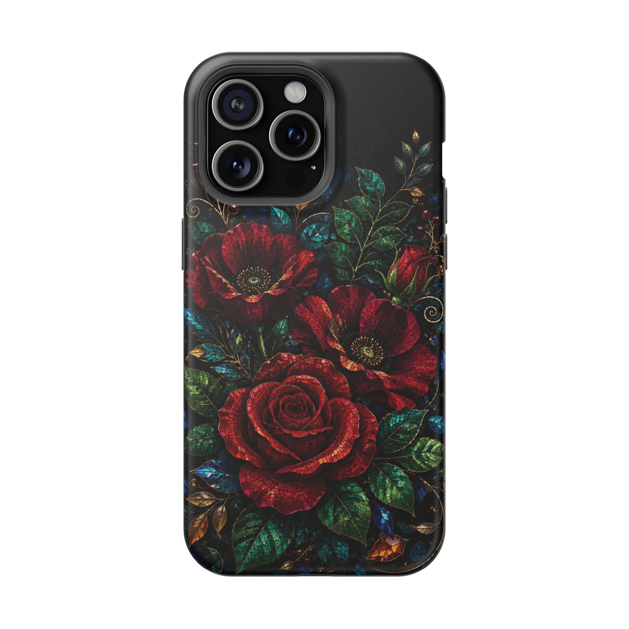 Midnight Rose Mosaic Magnetic Tough Phone Case. Gothic Floral MagSafe® Case for iPhone and Samsung - Image 65
