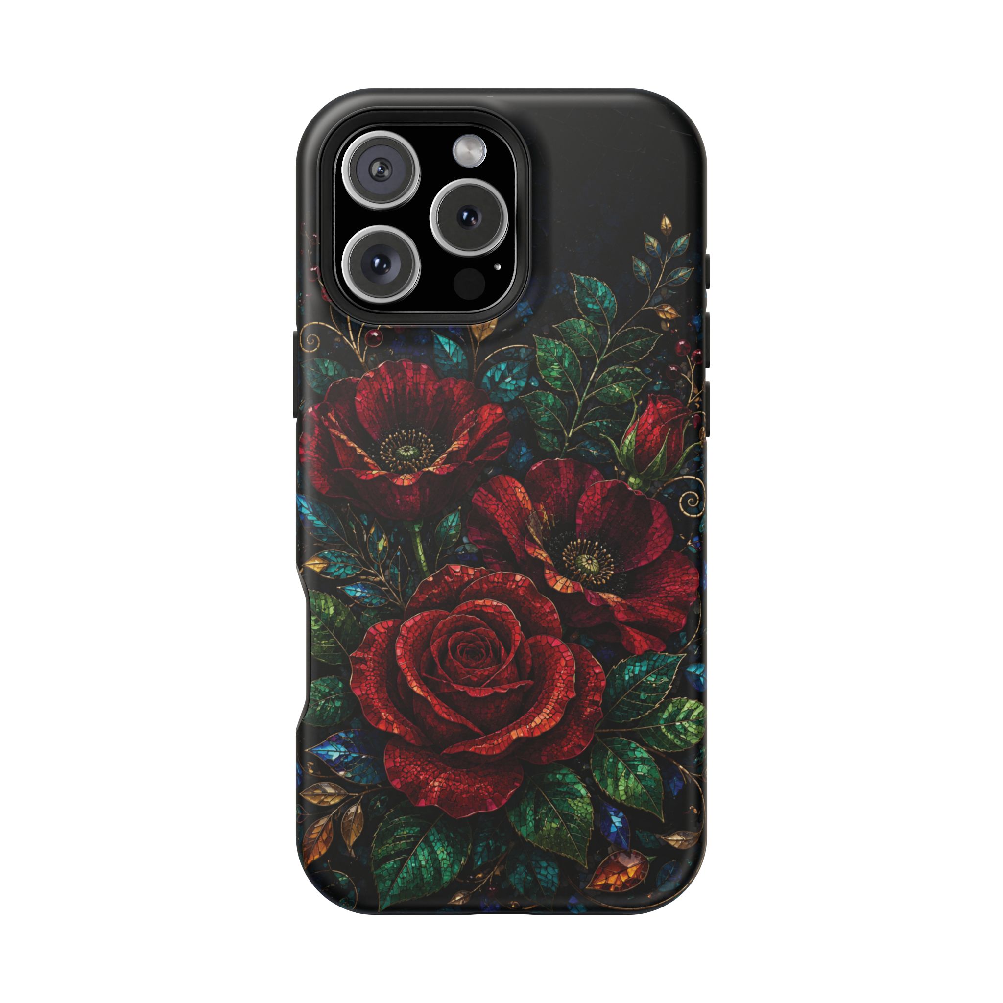 Midnight Rose Mosaic Magnetic Tough Phone Case. Gothic Floral MagSafe® Case for iPhone and Samsung - Image 97