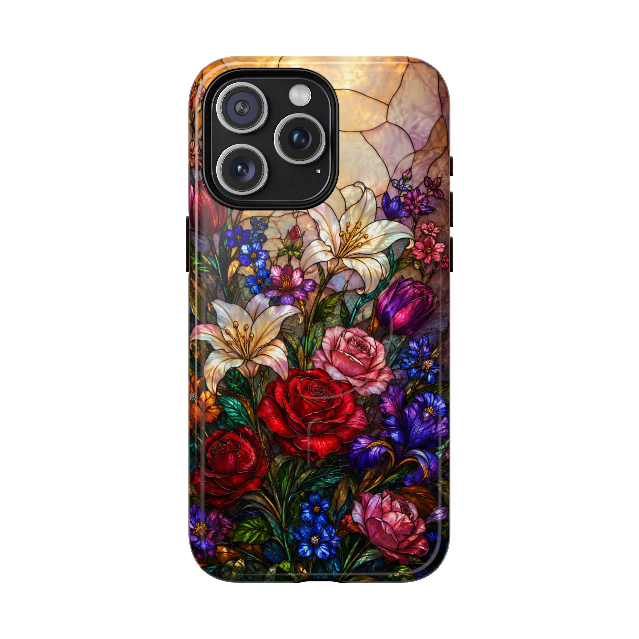 Stained Glass Garden Magnetic Tough Phone Case, Floral Roses & Lilies Case for iPhone and Samsung - Image 19