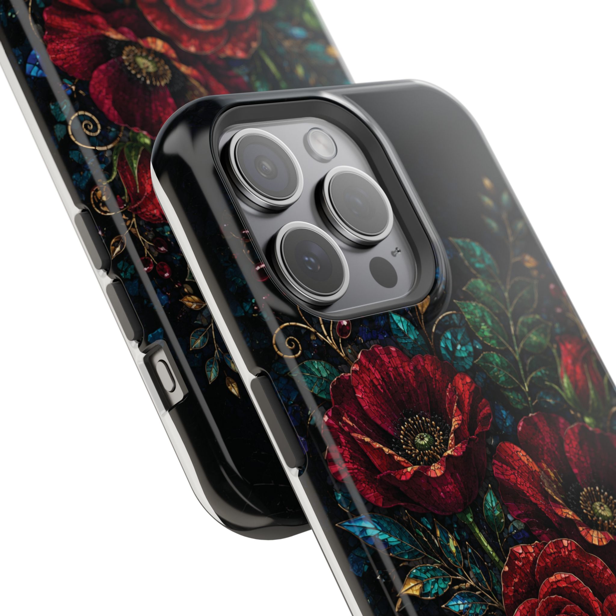 Midnight Rose Mosaic Magnetic Tough Phone Case. Gothic Floral MagSafe® Case for iPhone and Samsung - Image 62