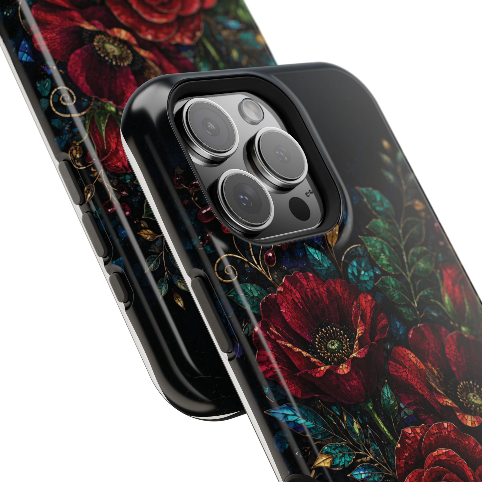 Midnight Rose Mosaic Magnetic Tough Phone Case. Gothic Floral MagSafe® Case for iPhone and Samsung - Image 95