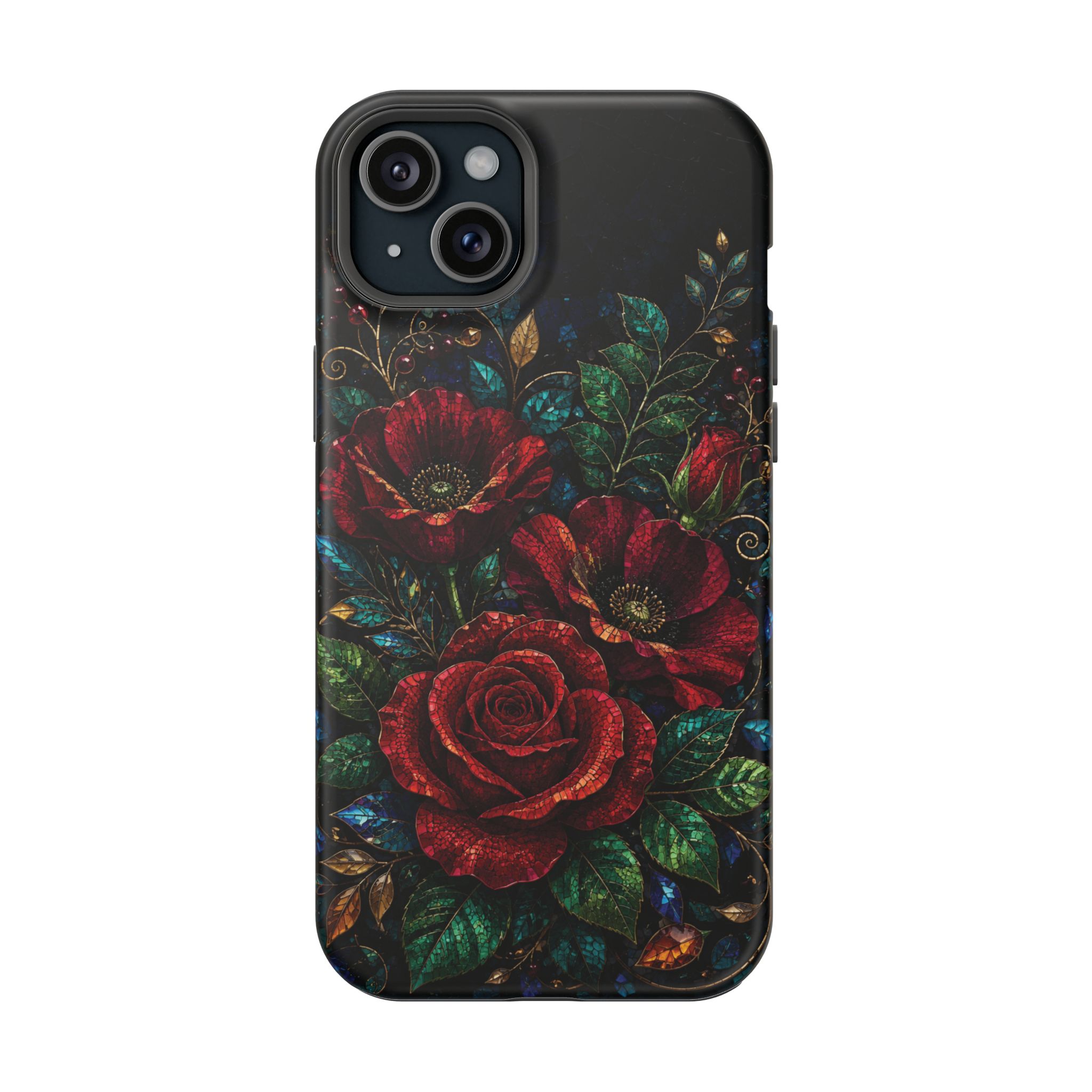 Midnight Rose Mosaic Magnetic Tough Phone Case. Gothic Floral MagSafe® Case for iPhone and Samsung - Image 57