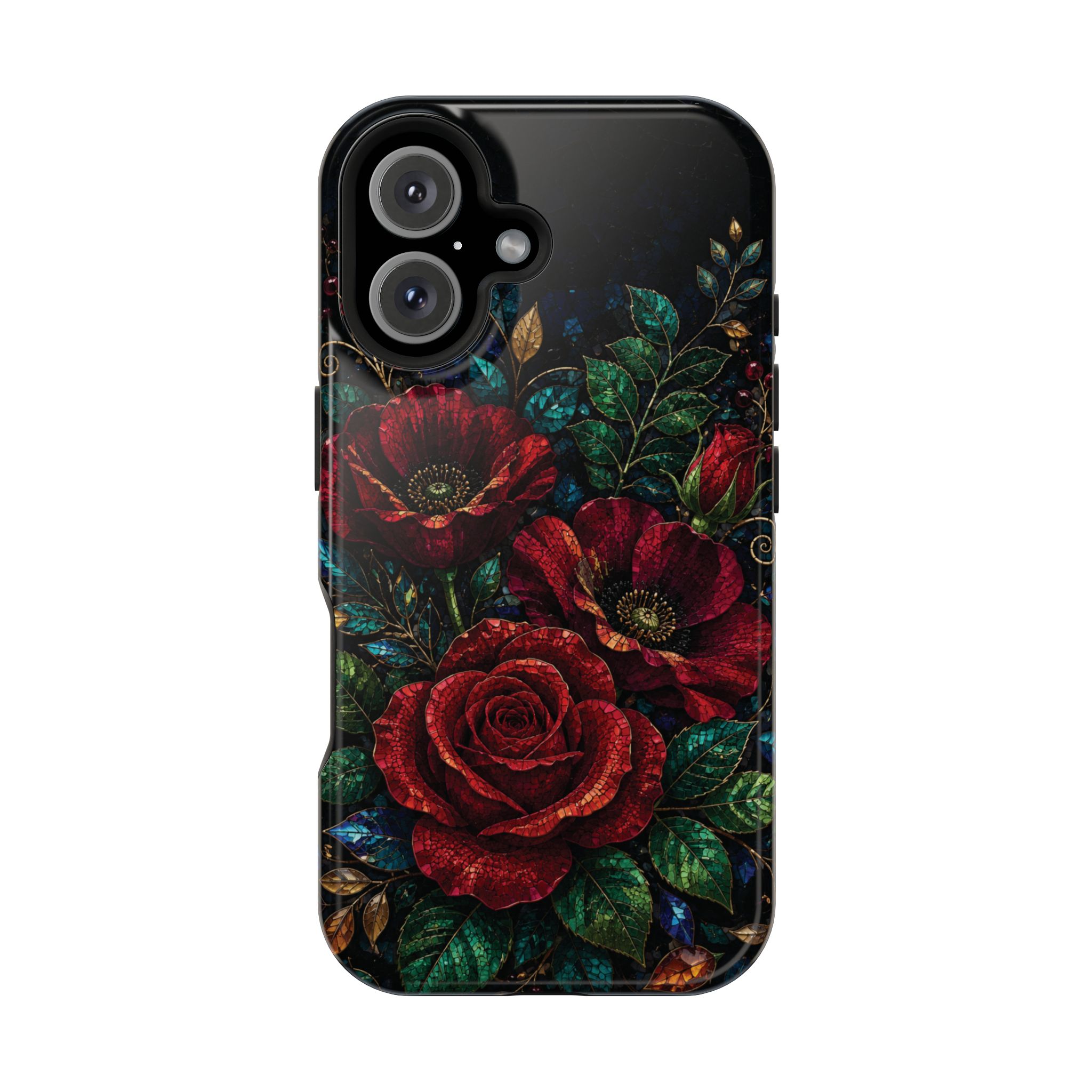 Midnight Rose Mosaic Magnetic Tough Phone Case. Gothic Floral MagSafe® Case for iPhone and Samsung - Image 69
