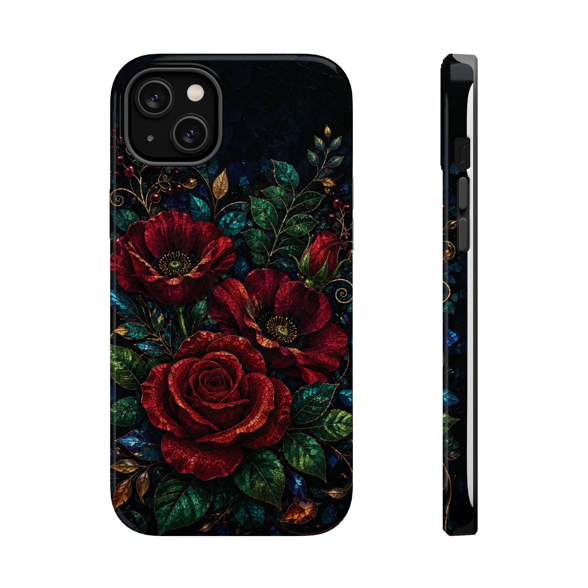 Midnight Rose Mosaic Magnetic Tough Phone Case. Gothic Floral MagSafe® Case for iPhone and Samsung - Image 21