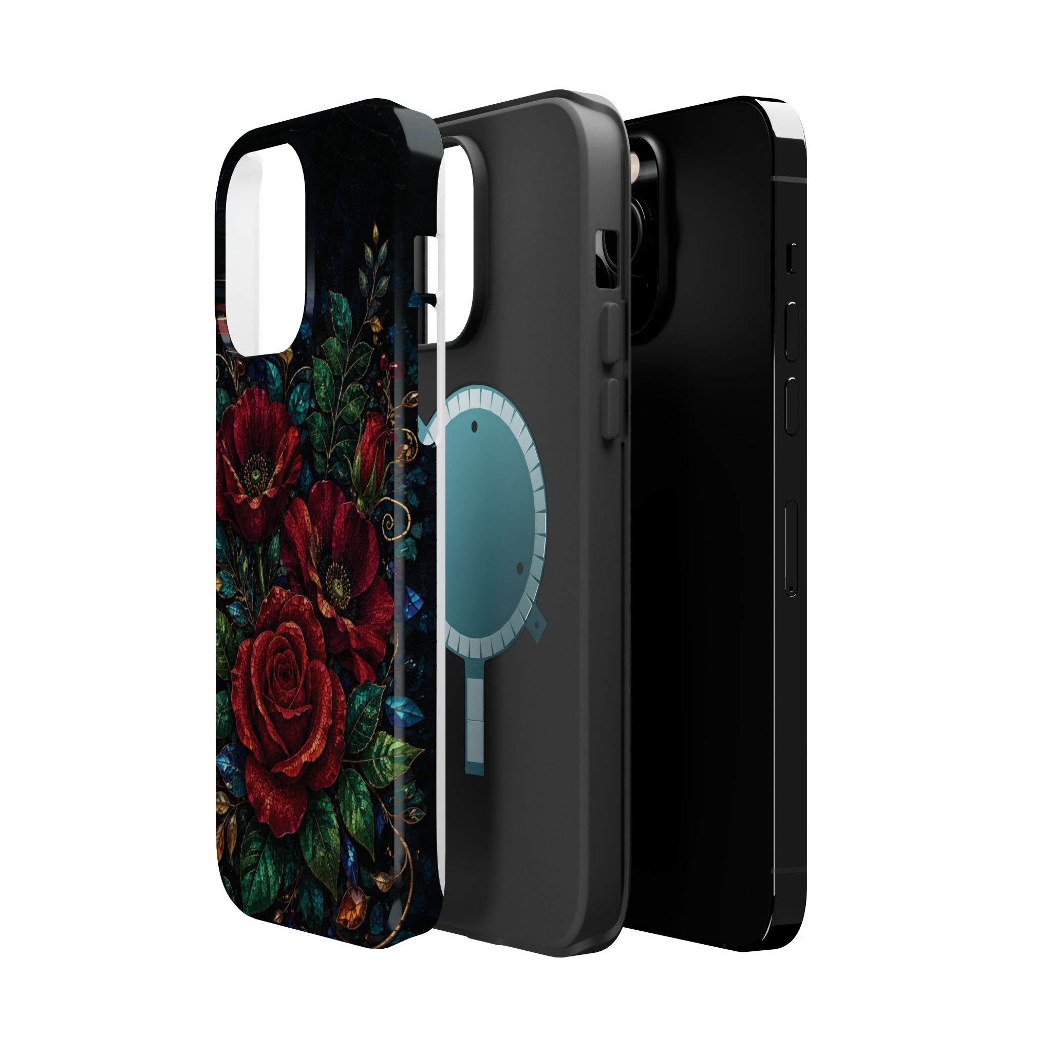 Midnight Rose Mosaic Magnetic Tough Phone Case. Gothic Floral MagSafe® Case for iPhone and Samsung - Image 30