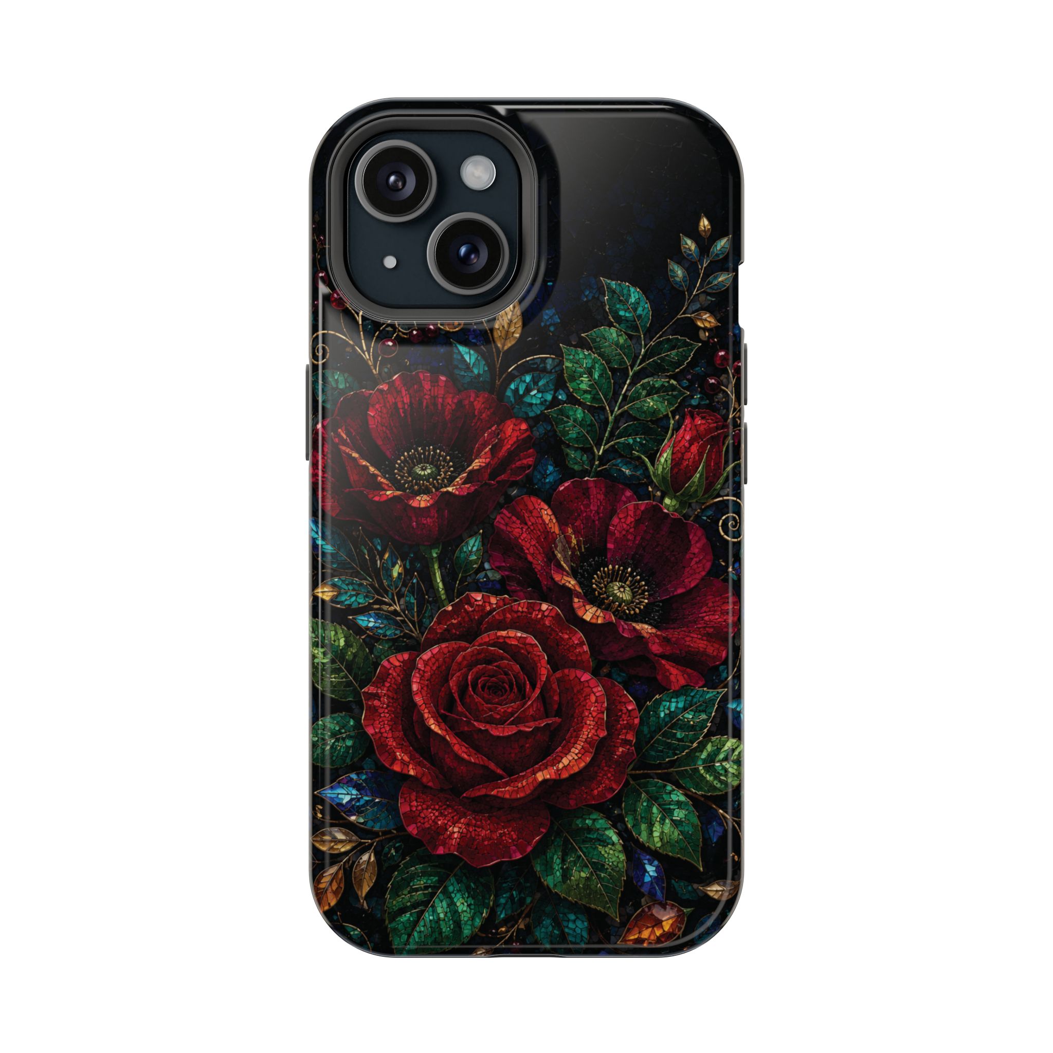 Midnight Rose Mosaic Magnetic Tough Phone Case. Gothic Floral MagSafe® Case for iPhone and Samsung - Image 37