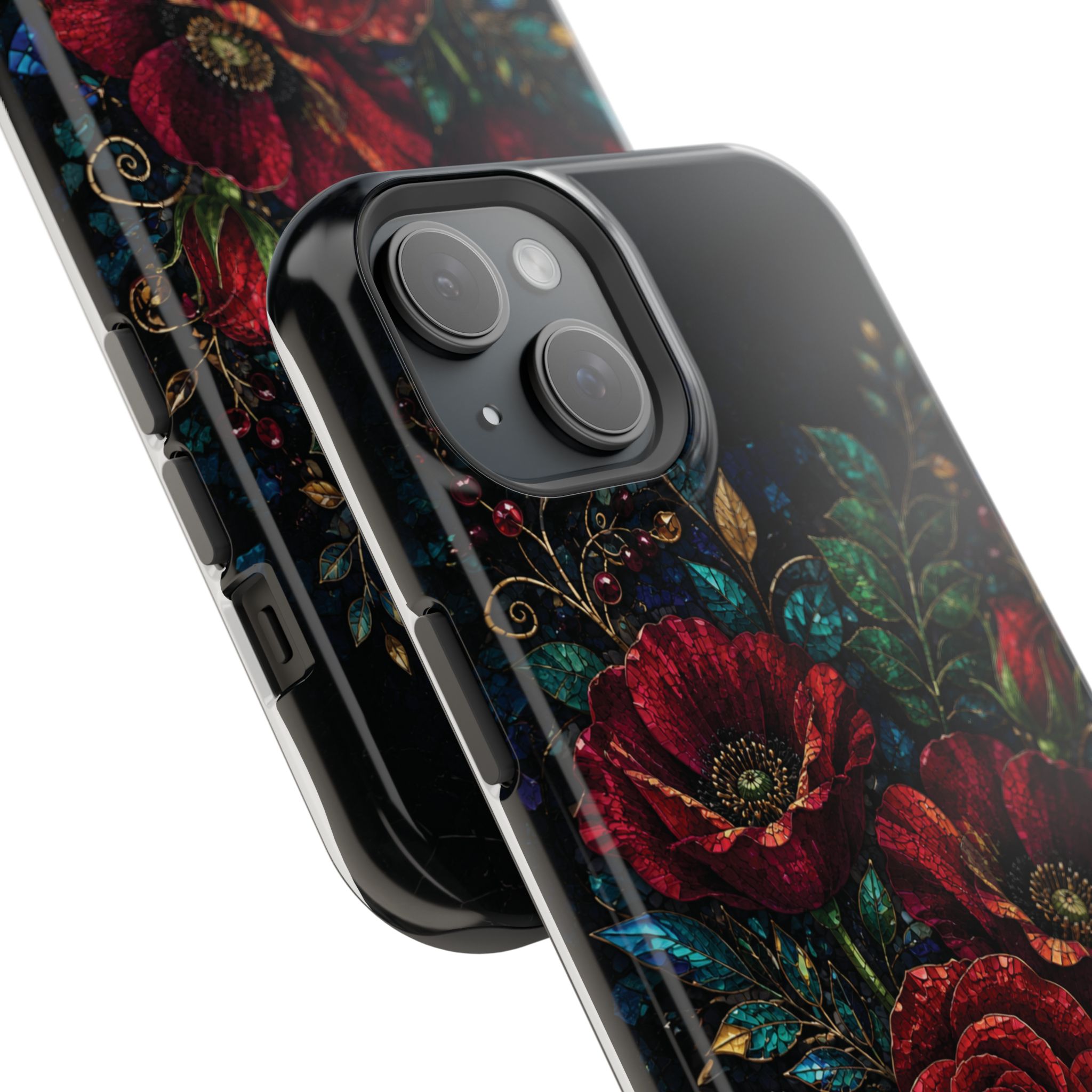 Midnight Rose Mosaic Magnetic Tough Phone Case. Gothic Floral MagSafe® Case for iPhone and Samsung - Image 54